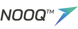 NooQ™ Logo mit stilisiertem Pfeil in Blau-Grün-Gradient für Ernährungslösungen